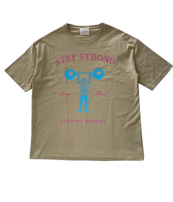 画像1: STAY STRONG BIG シルエットTシャツ / ポケなし / SAND BEGE