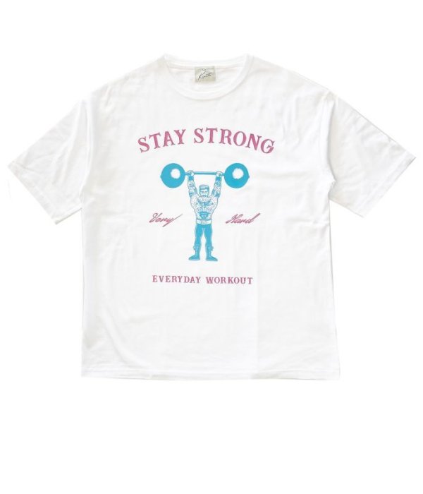 画像1: STAY STRONG BIG シルエットTシャツ / ポケなし / WHITE