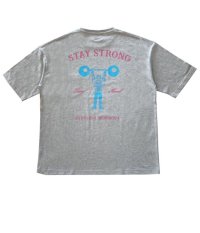 STAY STRONG BIG シルエットTシャツ / 胸ポケ / MIX GRAY
