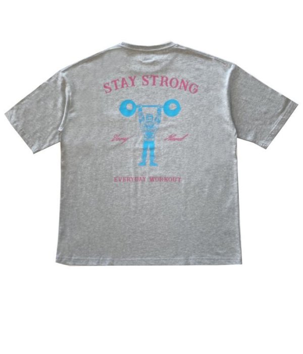 画像1: STAY STRONG BIG シルエットTシャツ / 胸ポケ / MIX GRAY
