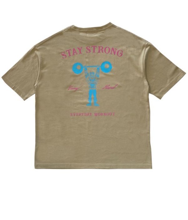 画像2: STAY STRONG BIG シルエットTシャツ / 胸ポケ / SAND BEIGE 