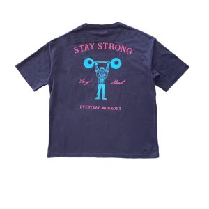 画像: STAY STRONG BIG シルエットTシャツ / 胸ポケ / NAVY