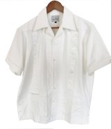画像: isoha / 花ブロック　キューバシャツ / ポケット付き / white