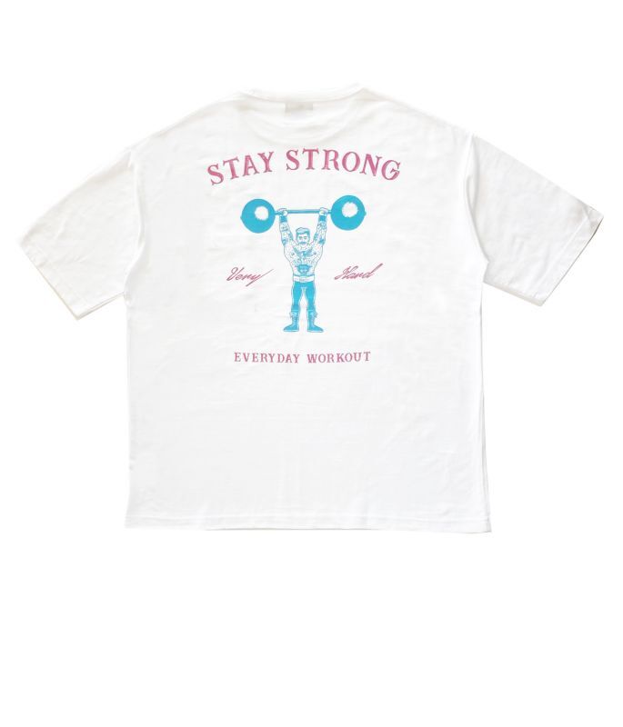 画像1: STAY STRONG BIG シルエットTシャツ / 胸ポケ / WHITE 